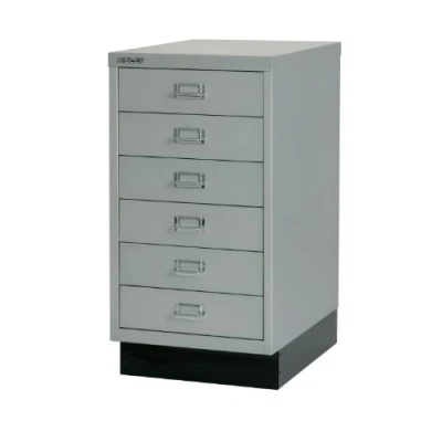 Abbildung von BISLEY MultiDrawer, 29er Serie mit Sockel, DIN A3, 6 Schubladen, Metall, 355 Silber, 43.2 x 34.9 67 cm