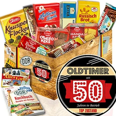 Abbildung von Keks Schachtel/Ost Box/Oldtimer 50 / Geschenke Frau 50igster Geburtstag