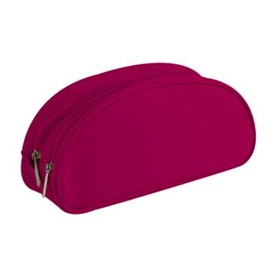 Abbildung von Clairefontaine 8344C Schlampermäppchen (Textil, 2 Reißverschlüsse, oval, 22 x 8 10cm, Lasche aus Metall) 1 Stück himbeer