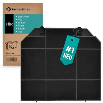 Abbildung von FilterBase® Aktivkohlefilter für Dunstabzugshaube AEG Electrolux Zanussi MCFE04 EFF72 E3CFF72 9029793636 9029800480 Faber 1120157243 1120185276 Ikea NYTTIG FIL 650 Bosch DHZ5476 668491