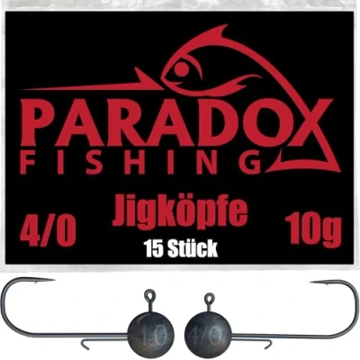Abbildung von Paradox Fishing Jigköpfe Set 15x 10g 4/0 I Jig Köpfe Gummifisch mit Jighead für Gummifische Barsch Hecht Zander Angelzubehör