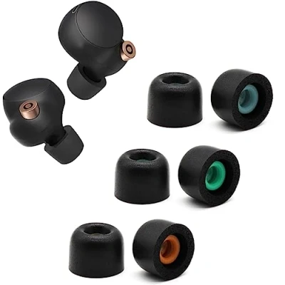 Abbildung von Memory Foam Ear Buds Ohrstöpsel für Sony WF 1000XM4 Ersatz AR Piece Tips 1000XM5 Fit Charging Case Größe S/M/L Schwarz(3 Paare)