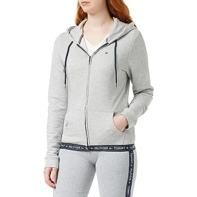 Abbildung von Tommy Hilfiger Hoody Nachtwäsche Shirt, Damen, Größe: Large, Grey