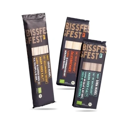 Abbildung von bissfest BIO Probierset asiatische Nudeln, 3 x 250 g (Soba, Udon, Ramen) Asia Nudeln für japanische Gerichte im Probierpaket Vegan