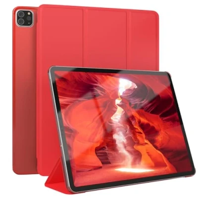 Abbildung von EAZY Case Schutzhülle mit Stifthalter für iPad Pro 12,9&quot; (2018/2020/2021/2022) Hülle Smart Cover Tablet Smartcase zum Aufstellen Klapphülle Standfunktion Sleep Wake Up Funktion Rot