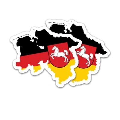 Abbildung von Finest Folia 2er Set Länder Silhouetten Aufkleber Länderaufkleber Bundesland Flagge Sticker für Auto Fahrrad Motorrad Modellblau selbstklebend wetterfest R215 (38 Niedersachsen)