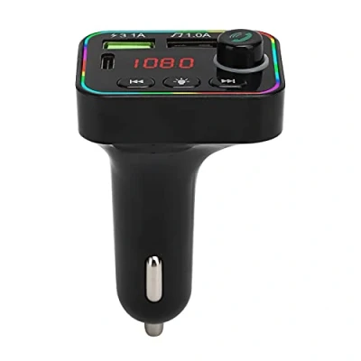 Abbildung von Bluetooth FM Transmitter, Auto MP3 Player V5.0 Autoradio Audio Adapter Transmitter Schnellladegerät Musik Modulator mit Bunten LED