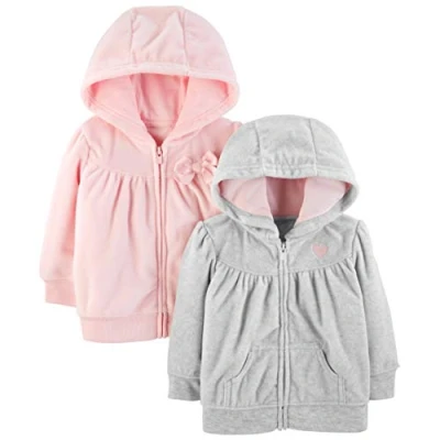 Abbildung von Simple Joys by Carter&#039;s Baby Mädchen 2 Pack Fleece Full Zip Hoodies Products, Hellgrau/Rosa, 24 Monate (2er Pack)