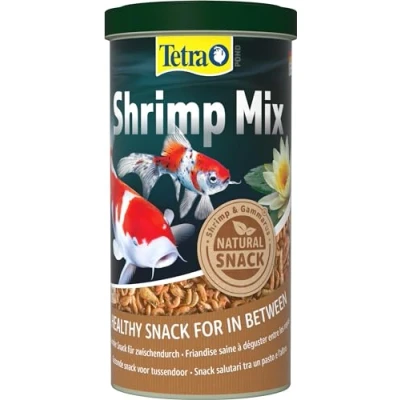 Abbildung von Tetra Pond Shrimp Mix Snack für Teichfische aus natürlichen Shrimps und Gammarus, reich an Proteinen, 1 L Dose