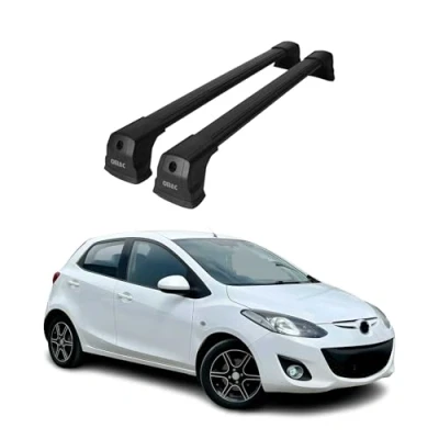 Abbildung von OMAC Dachträger Gepäckträger kompatibel mit Mazda 2 2007 2015 Grundträger Aluminium Schwarz 2X
