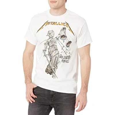 Abbildung von Metallica Herren Justice for All T Shirt, Weiss/opulenter Garten, L