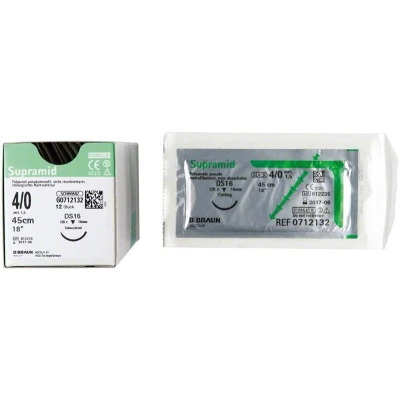 Abbildung von SUPRAMID Nahtmaterial schwarz 4/0 DS16 0,45m 12 Stück