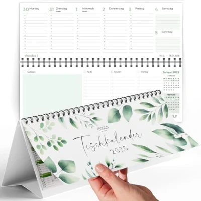 Abbildung von Tischkalender 2025 Quer Kalender Wochenkalender zum Aufstellen Organisation &amp; Produktivität TC001_25_greenery