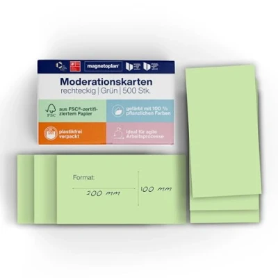 Abbildung von Magnetoplan Moderationskarte 111151505 200x100mm grün 500 Stück