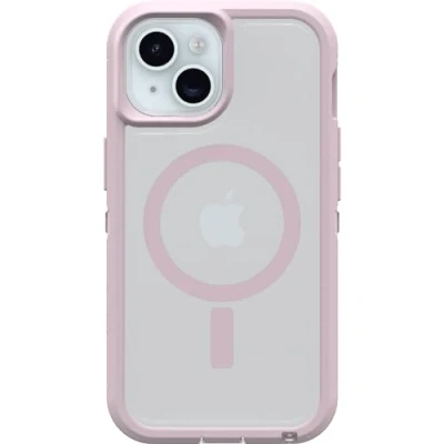 Abbildung von OtterBox Schutzhülle für iPhone 15, 14 und 13 Defender Series XT Mountain Frost (transparent), bildschirmlos, robust, rastet an MagSafe mit Schlüsselband