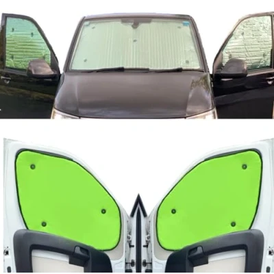 Abbildung von Fensterrollo Set Kombatibel Mit Iveco Daily (2000 2014)(Frontset) Rückseite einfärben Fluoreszierendes Gelb, Reversibel und Thermisch
