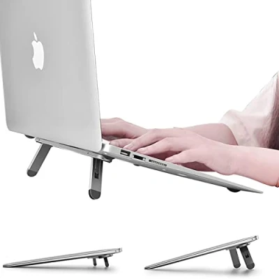Abbildung von nediea Laptop Ständer, Mini Faltbarer Stand, Aluminium Notebook Kompatibel mit MacBook Air Pro, Dell XPS, HP, mehr 10 15,6 Zoll Laptops, Tastaturs