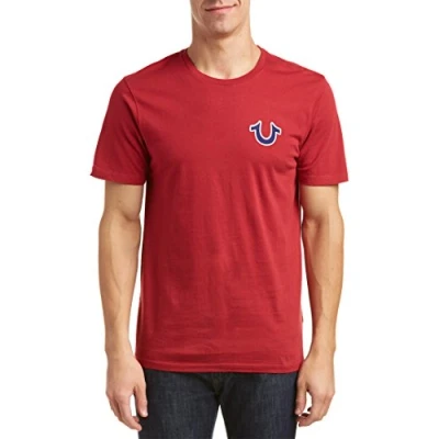 Abbildung von True Religion Herren Buddha Logo, kurzärmelig T Shirt, rubinrot, Mittel