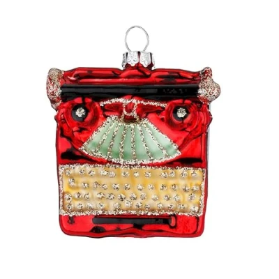 Abbildung von Christbaumschmuck Glas 6cm Schreibmaschine Figur zum Aufhängen handbemalt Weihnachtsbaum Anhänger für Weihnachten Christbaumanhänger &amp; Weihnachtsbaumschmuck Rot