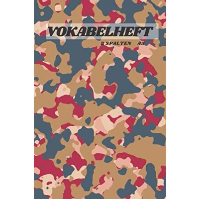 Abbildung von Vokabelheft 2 Spalten A5: liniertes Schulheft Camo design in DIN A5 Format mit 70 Seiten fuer Vokabeln und ... Franzoesisch,italenisch latein etc.)