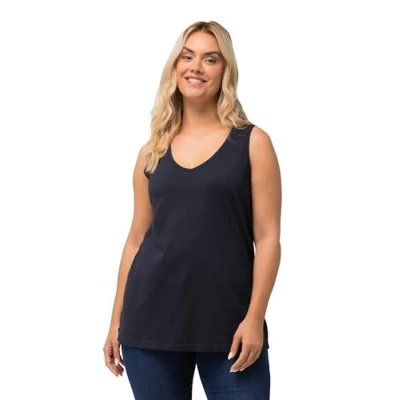 Abbildung von Ulla Popken Damen Feminines Top mit V neck T Shirt, marine, 58 60