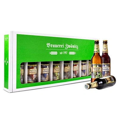 Abbildung von Brauerei Zwönitz Männerhandtasche Bier/Bier Set mit 8 Bierflaschen/Bier Geschenke/Männer Handtasche als Bier Geschenk/Bier Männerhandtasche/Bier Paket Vatertagsgeschenk / x 0,5 l Flaschen