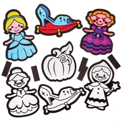Abbildung von Baker Ross FN178 Aschenputtel Fuzzy Art Magnete 15er Pack, Mal und Bastelsets für Kinder