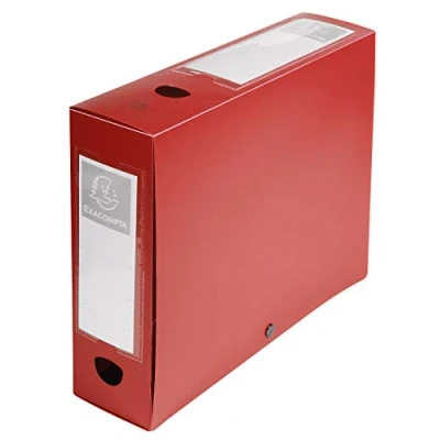 Abbildung von Exacompta 59835E Sammelbox OPAK 80mm mit Druckknopf aus blickdichtem Kunststoff für DIN A4 Archivbox Heftbox Zeichenbox Sammelmappe rot