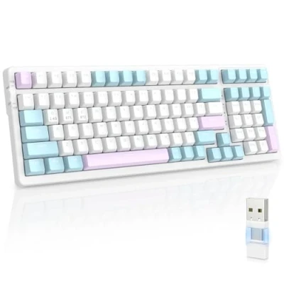 Abbildung von MAGIC REFINER RK96 Kabellose Mechanische Gaming Tastatur, Dual Mode 2.4G Wireless/Bluetooth, Apex Pro TKL Tastatur Hot Swap fähiger Roter Schalter mit 2 in 1 Empfänger für PC/Mac/Tablette/QWERTY US