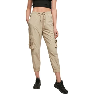 Abbildung von Urban Classics Damen Ladies High Waist Crinkle Nylon Cargo Pants Hose, concrete, XL