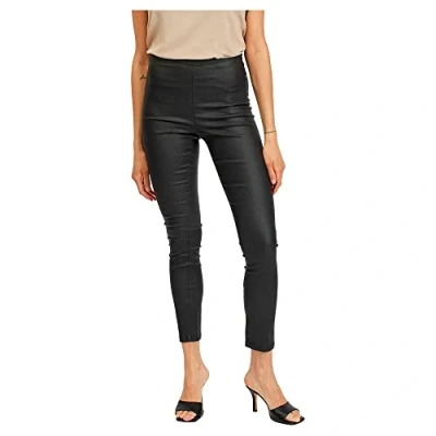 Abbildung von Vila Clothes Damen Slim Leggings VICOMMIT Coated Plain Legging NOOS 14049672, Einfarbig, Gr. W29 (Herstellergröße: M), Schwarz (Black)
