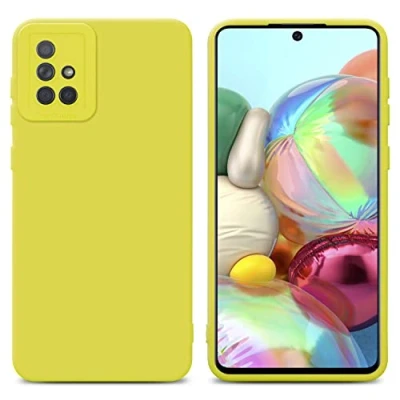 Abbildung von Cadorabo Hülle kompatibel mit Samsung Galaxy A71 4G Schutzhülle TPU Silikon Case Liquid Design Kameraschutz Slim Kratzfest Weiche Gummi Rundumschutz für in Gelb