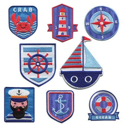 Abbildung von Catch the Patch Aufnäher Bügelbild, Aufbügler, Applikationen, Patches, Flicken, zum aufbügeln, Polyester, Küste Set 8 Stück 