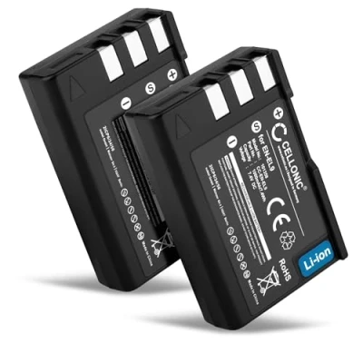 Abbildung von CELLONIC 2X Akku kompatibel mit Nikon D3000 D5000 D60 D40 D40x, EN EL9 EL9A EL9E 7.2V 7.4V 1000mAh