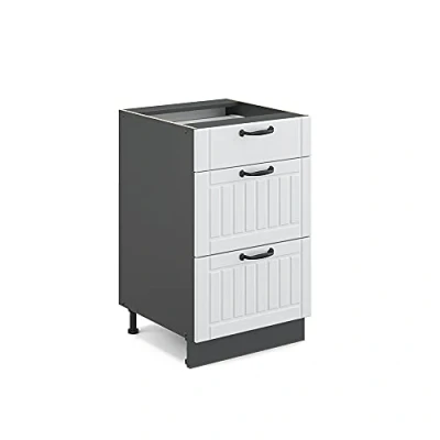 Abbildung von Vicco Unterschrank Fame Line, Weiß Landhaus/Anthrazit, 50 cm ohne Arbeitsplatte