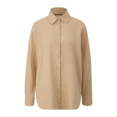 Abbildung von QS Hemdbluse, Damen, Größe: 38, Beige