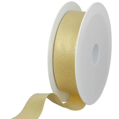 Abbildung von Les Petits Rubans Metallisches Schrägband 30 mm breit, 15 gefaltet, 20 m Rolle, 80% Polyester 20% Lurex, Kanten zum Nähen, Banner, Polsterstoffe, Möbel, Paspeln, Kleidung, Decken