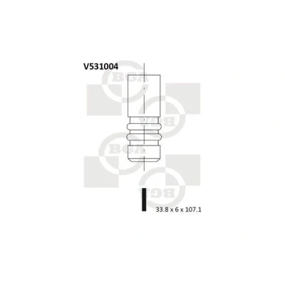 Abbildung von BGA V531004 Auslaßventil 33,8mm PEUGEOT: Boxer Kastenwagen, 207 Schrägheck, 307 Kombi, CITROËN: Evasion, C4 I Jumper Kastenwagen