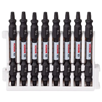 Abbildung von Bosch Accessories 8tlg. Doppelschrauber Bit Set Torx (Impact Control, 8 x T15 Bits Länge: 65mm, Pick and Click, Zubehör Schlagschrauber Bohrschrauber)