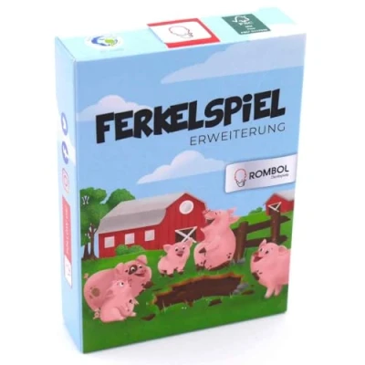 Abbildung von ROMBOL Denkspiele Spiel Ferkelspiel Erweiterung Karten mit lustigen Aufgaben und Ereignissen, Schweinchenspiel, exklusiv nur bei uns