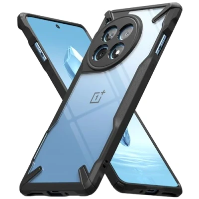 Abbildung von Ringke Fusion X Kompatibel mit OnePlus 12R Hülle [Fallschutz in Militärqualität] Anti Kratzt Rückseite Stoßstange Schutzhülle Handykette Löcher Black