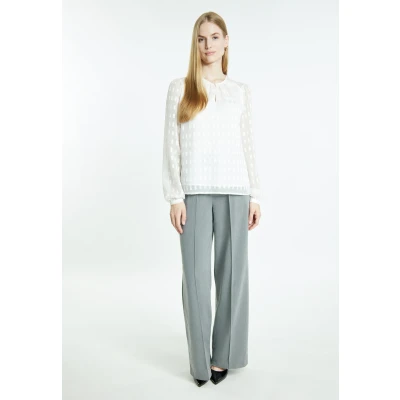 Abbildung von DREIMASTER klassische Damen Langarmbluse M / Off White 100% Polyester