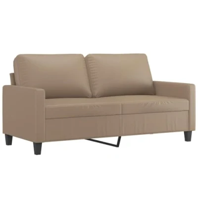 Abbildung von vidaXL Sofa 2 Sitzer, Loungesofa Couch mit Armlehnen Rückenkissen, Wohnzimmersofa Designsofa Metallgestell, Sitzmöbel Zweisitzer, Cappuccino Braun Kunstleder