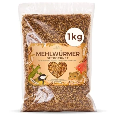Abbildung von Mehlwürmer getrocknet 1 kg = 6,5 ltr., ideal als Wildvogelfutter und Igelfutter, getrocknete Mehlwürmer, nährstoffreicher Snack für Nager, Reptilien, Vögel, Fische, Igel, Schildkröten