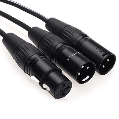 Abbildung von NANYI XLR Splitterkabel, Mikrofonkabel auf Patchkabel, 3 Pin Buchse Dual Stecker Y Kabeladapter DMX Kabel Patchkabel mit sauerstofffreiem Kupfer (0.5 Meter /1.6Feet)