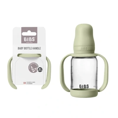 Abbildung von Bibs Babyflaschengriff Einfacher &amp; bequemer Griff rutschfeste Oberfläche BPA frei spülmaschinenfest Babyflaschenzubehör Alter 6+ Monate Salbei