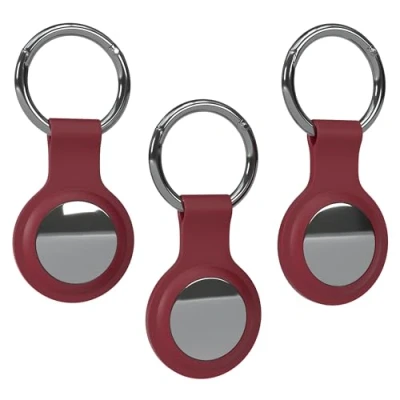 Abbildung von EAZY CASE 3er Set Schlüsselanhänger für AirTag Anhänger Hülle Silikon Bordeaux Rot AirTags Schutzhülle Air Tracker mit Schlüsselring Tag Hund, Katze, Kinder