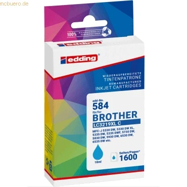 Abbildung von Edding Druckerpatrone ersetzt Brother LC3219XLC cyan
