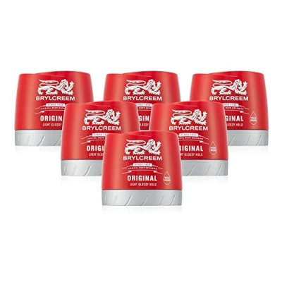 Abbildung von 6 x BRYLCREEM Original leicht glänzend halten Herren Haar Styling Creme Rot Dose 150 ml von