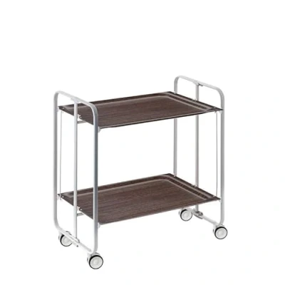 Abbildung von DON HIERRO Servierwagen, klappbar, 2 Böden, grauem Rahmen. BAUHAUS Wengue